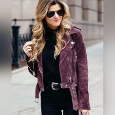 Blank Nyc Suede Moto-Jacket Never Worn But Not With Tags Beautiful Maroon Color In Real Suede Fall Moto Biker Jacket For Workwear, Fall Moto Style Biker Jacket For Work, Moto Biker Jacket For Fall Workwear, Trendy Long Sleeve Biker Jacket For Work, Moto Outerwear For Work In Fall, Moto Style Outerwear For Fall Workwear, Moto Style Outerwear For Work In Fall, Long Sleeve Biker Jacket For Fall Workwear, Moto Leather Jacket With Long Sleeves For Work