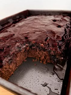 a chocolate cake in a pan on a table