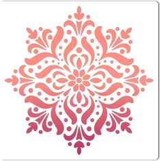 a pink and white snowflake on a white background