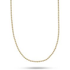 Gold Ball Chain Necklace Timeless Gold Jewelry With Round Beads, Classic Gold Beaded Jewelry, Minimalist Yellow Gold Cable Chain Jewelry, Minimalist Yellow Gold Jewelry With Cable Chain, Classic Ball Chain Necklace As Gift, Classic Formal Ball Chain Necklace, Gold Cable Chain Necklace Fine Jewelry, Tarnish Resistant Gold Plated White Gold Chain Necklace, Gold Cable Chain Jewelry For Everyday Luxury