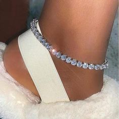 Anklets Tennis Chain Anklet KHLOE JEWELS Tennis Anklet, Rhinestone Anklet, Diamond Anklet, Butterfly Necklace Gold, Diamond Tennis Necklace, Tennis Chain, Ankle Chain, Girl Closet, Butterfly Pendant Necklace