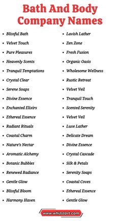 Are you starting a business that sells bath and body products but having trouble finding the right name? Don’t worry! I’m here to help. With four years of experience in naming businesses like yours, I’ve learned a thing or two. In this article, I’ll suggest some attractive bath and body business names that could be perfect for your bath and body business.  Picking the right name for your business is super important. It’s the first thing people notice, and it can really make your business stand out. I’ll suggest names that fit your brand and appeal to your customers, whether you’re going for a fancy feel or a more natural vibe. Bath And Body Business Names, Handmade Soap Brand Name Ideas, Body Butter Business Name Ideas, Creating A Business Name, Candles Names Ideas, Soap Business Names Ideas, Soap Brand Name Ideas, Perfume Business Name Ideas, Bath And Body Business