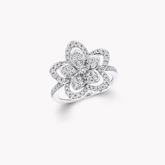 Wild Flower Diamond Ring, Large Diamond Stud Earrings, Traditional English Garden, Triple Diamond Ring, Wild Flower Garden, Large Diamond Rings, Graff Diamonds, Diamond Flower Ring, Flower Diamond Ring, Pear Shaped Diamond Ring