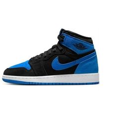 Grade School Air Jordan 1 Retro High OG Black/Royal Blue-White Size: 5.5.  Gender: unisex.  Age Group: adult. Air Jordan Retro Low, School Air, Boys Running Shoes, Sneakers Kids, Jordan 13 Retro, Nike Air Jordan Retro, Youth Shoes, Jordan 12 Retro, Air Jordan 1 Retro High Og