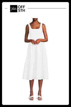 This Midi Dress Features A Squareneck That Effortlessly Combines Fashion And Functionality. Squareneck Sleeveless Pullover Fabric 1: Rayon, Nylon & Spandex Fabric 2: Cotton & Spandex Dry Clean Imported Size & Fit About 46" From Shoulder To Hem Model Shown Is 5'10" (177cm) Wearing Us Size Small. Womens - W Contemporary > Saks Off 5th. Theory. Color: White. Size: S. Sleeveless Stretch Midi Dress For Daywear, Sleeveless Fit And Flare Midi Dress For Daywear, Stretch Sleeveless Dress For Daywear, Fit And Flare Sleeveless Midi Dress For Daywear, Knee-length Stretch Sleeveless Daywear Dress, Knee-length Stretch Sleeveless Dress For Daywear, Stretch Sleeveless Knee-length Dress For Daywear, Sleeveless Pullover, Sleeveless Midi Dress