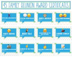 the 25 family reunion award certificates