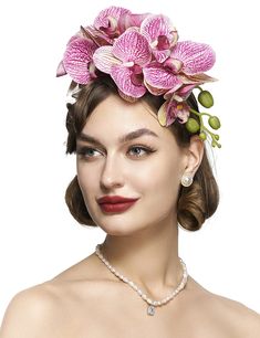 PRICES MAY VARY. Material: It features beautiful phalaenopsid flowers which based on a headband. Size: One size fits most women. Adjustable, easy to fasten and take off. Beautiful Design: This flower hat is in classic fresh natural design makes you look elegant and graceful. Occasions: Perfect for Jockey Club, tea party, cocktail, Kentucky Derby, garden party, artistic photo, Christmas event, themed parties and any other special occasions. Idea Gift: Great gift for your daughter, mother, girlfri Fancy Tea Party, Floral Fascinator, Kentucky Derby Outfit, Fancy Tea, Floral Fascinators, Flower Costume, Derby Outfits, Flower Veil, Derby Hats Fascinators