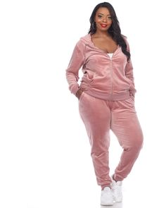 An all-time favorite in the softest velour with famous fitted style. Tracksuit Set includes a zip up hoodie and sweatpant, 2 front half-kangaroo pockets, ribbed cuff and a full zip closure. Perfect for exercise, gym, workout, jogging, indoor or outdoor sports, daily wear. Get ready for your big day with Dia & Co's wide variety of plus size Wedding Day of Clothing. With plus size robes, plus size tees, and plus size bottoms, you'll be prepared for the big day! White Mark 2 Piece Velour Track Suit Velour Tracksuit Outfit, Pink Velour Tracksuit, Plus Size Robes, Velour Tracksuit, Exercise Gym, Plus Size Tees, Joggers Outfit, Activewear Sets, Loungewear Women