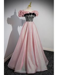 10% off now! off shoulder ruffle corset cute pink with black lace prom dress online. Sheprom offers formal, party, casual & more style dresses to fit your special occasions. Pink And Black Quinceanera Dresses, Human Hijinks, Pink And Black Prom Dress, Draculaura Core, Pink And Black Party, Pink Victorian Dress, Ruffle Corset, Gothic Gowns, Black Quinceanera Dresses