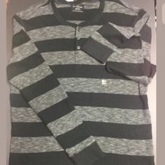 Express - Men's Black Striped Knit 1/2 Button Down Men's Shirt Size Xxl Nwt Casual Black Henley For Fall, Casual Striped Sweater With Button Closure, Casual Black Crew Neck Henley, Casual Black Henley With Crew Neck, Casual Black Henley Top, Black Button-up Casual Sweater, Express Men, Button Shirt, Striped Knit