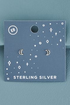 Open Moon Sterling Silver Stud Earrings | Earthbound Trading Co. Moon Shaped Internally Threaded Jewelry As Gift, Silver Crescent Internally Threaded Cartilage Earrings, Silver Crescent Cartilage Earrings With Internally Threaded, Celestial Nickel-free Silver Piercings, Nickel-free Celestial Silver Piercings, Celestial Sterling Silver Jewelry, Sterling Silver Celestial Earrings For Everyday, Silver Sterling Silver Piercings As A Gift, Hypoallergenic Sterling Silver Piercings