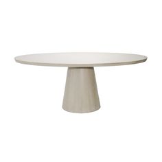 a white table with an oval top on a white background and no people around it