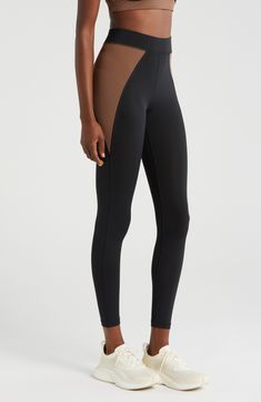 Get active and stay comfy in these colorblocked leggings with an encased elastic waistband and invisible side pocket. Pull-on style Drop-in pockets 80% nylon, 20% spandex Machine wash, tumble dry Imported Functional Nylon Leggings With Contoured Waistband, Tight Nylon Leggings For Pilates, Tight Nylon Bottoms For Athleisure, Nylon Color Block Activewear For Workout, Nylon Full Length Athleisure Activewear, Nylon Color Block Activewear For Training, Compressive Full-length Nylon Leggings, Nylon Training Leggings, Nylon Athleisure Tights For Training