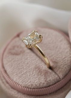 14k yellow gold | 2.00 carat radiant lab diamond solitaire featuring double prongs Rose Cut Engagement Rings, Olive Avenue Jewelry, Ring Cuts, Ring Inspo, Cute Engagement Rings, Future Engagement Rings, Solitaire Setting, Wedding Aesthetic, Dream Engagement