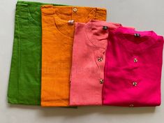 Beautiful cotton kurtas... Perfect for casual gatherings such as get togethers, picnics, BBQS,and just to lazy around the house with Colors Salmon Pink (2 styles ) long Kurti , and short Kurti Hot pink Green Orange (2styles ) Sizes Chest M 38 (fits smalls as well pretty nicely) Large 40 XL 42 XXL 44 100% cotton Some Kurti length are 44in 3/4th sleeves Some Kurti length are 36in 3/4th sleeves Hand wash and line dry Some colors might differ due to lighting when taking the photos Dm for orders or a Casual Green Straight Kurta Top, Orange Cotton Straight Kurta Set, Casual Multicolor Straight Kurta Top, Casual Pink Cotton Kurta, Casual Multicolor Summer Kurta, Spring Cotton Kurta With Short Sleeves, Green Cotton Kurta For Spring, Casual Spring Straight Kurta, Spring Orange Cotton Kurta