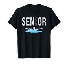 a black t - shirt with the words senior and an image of a duck swimming in water