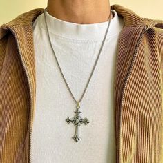 Y2k 2000s Grunge Heavy Metal Punk Gothic Emo Cross Pendant Necklace These Chains Are Unisex :)! Stainless Steel Chain Brand New 2000s Grunge, Cross Necklace For Men, Gothic Emo, Gothic Crosses, Y2k 2000s, Mens Accessories Jewelry, Cross Pendant Necklace, Silver Man, Steel Chain