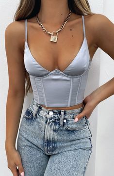 The Acacia Bustier Ice. Head online and shop this season's latest styles at White Fox. Express delivery and AfterPay available. Pastel Outfit, White Fox Boutique, Ropa Diy, White Fox, Looks Chic, Mode Streetwear, Teenage Fashion Outfits