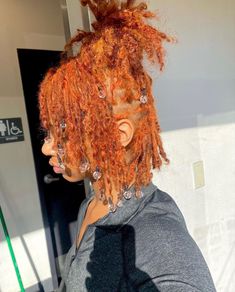 Orange Locs, Short Curly Hair Styles, Hair Colour Ideas, Flattering Hairstyles, Gorgeous Hairstyles, Dreadlock Style