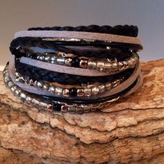 Deluxe Boho Leather Bracelet With Chain/Gypsy Wrap Bracelet/ Black/Silver/Grey/Cuff Bracelet/Rocker/Goth by LBBeadedCreations on Etsy https://www.etsy.com/listing/200259948/deluxe-boho-leather-bracelet-with Clear Bracelets, Boho Leather Bracelet, Clear Bracelet, White Bracelets, Bracelet Leather, Boho Leather, Beaded Wraps, Bracelet Black, Bead Leather