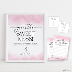 pink watercolor wedding guest information card and postcard set with matching envelope, save the date