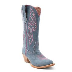 Get your groove on with these fun jean boots with pink accents. The chic look of these boots will be great for any occasion and offer the extra bit of flair you're looking for! Goodyear Welted Leather Outsole Cow Lining Jean Cowboy Boots, Jean Boots, Billie Jean, Tractor Supply, Pink Accents, Western Cowboy Boots, Goodyear Welt, The Chic, Boot Shoes Women