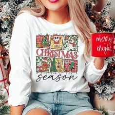 Merry Christmas Sweatshirt, Womens Christmas Season Shirt, Retro Christmas Shirt, Retro Santa Claus Shirt, Xmas Winter Holiday Shirt 👉 How To Order: 1- Please, Check and Review all Photos. 2- Choose your size from the drop-down menu and add each shirt to your cart one at a time. 3- Select Your Shirt Color from Drop-down 2 which is Shirt Color. 4- Your shipping will automatically combine when ordering multiples. 5- Checkout all at once, when the correct color and quantity has been added. 👍 Reta Festive Long Sleeve Christmas T-shirt, Long Sleeve Christmas Holiday Shirt, Long Sleeve Shirt For Christmas Gift, Holiday Long Sleeve Shirt With Graphic Print, Retro Christmas Shirt, Retro Santa, Womens Christmas, Holiday Shirt, Family Events