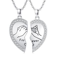 PRICES MAY VARY. Forever United: The Two Half Heart Necklace for Couples represents the perfect unity between you and your partner. Crafted from 925 sterling silver, this necklace features magnetic halves that join together to form a complete heart. It symbolizes the inseparable connection and shared love between you both. Perfect Couples' Jewelry: Whether you're celebrating a special milestone or just want to show your affection, our BF and GF Relationship Necklace is the perfect match for coup Friendship Charm Necklaces With Heart Pendant For Mother's Day, Mother's Day Friendship Charm Necklace With Heart Pendant, Mother's Day Heart Pendant Charm Necklace For Friendship, Mother's Day Friendship Heart Pendant Charm Necklace, Heart Charm Necklace For Mother's Day And Friendship, Heart Pendant Charm Necklaces For Friendship And Valentine's Day, Personalized Heart Necklace For Friendship, Heart Shaped Charm Necklace For Best Friend, Heart Pendant Charm Necklaces For Valentine's Day