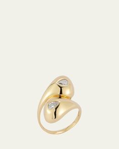 Mateo bypass ring    14karat yellow gold    Two pearshaped diamonds    0.4 total diamond carat weight    Wipe clean    Made in USA Droplet Ring, Travel Size Perfume, Evening Flats, Bypass Ring, Ring Watch, Loafer Mules, Water Droplets, Diamond Carat, Makeup Shop