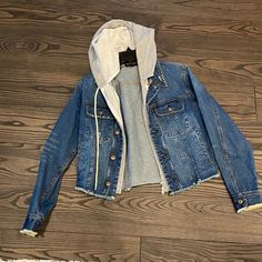 Nwot Jean Jacket Urban Winter Denim Jacket In Medium Wash, Urban Winter Denim Jacket With Snap Buttons, Medium Wash Denim Button-up Outerwear, Urban Style Medium Wash Button-up Denim Jacket, Affordable Single-breasted Denim Outerwear, High Heel Boots, Central Park, Jean Coat, Jean Jacket