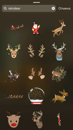 christmas stickers for the iphone and ipad are displayed on a dark background with an image of reindeers