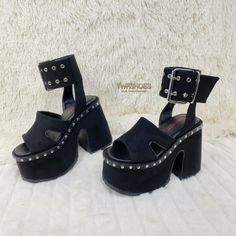 Demonia Platforms, Funky Shoes, Goth Punk, Really Cute Outfits, Ankle Straps, Chunky Heel, Ankle Strap Sandals, Platform Shoes, Aesthetic Fashion