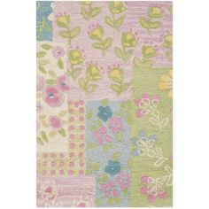 an image of a patchwork pattern with flowers and leaves on the bottom, in pastel colors