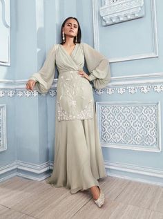 Mahima Mahajan | Jade Bathrobe Shirt With Palazzo Set | INDIASPOPUP.COM Mahima Mahajan, Diwali Outfits, Palazzo Set, Traditional Indian Outfits, Ethnic Outfits, Designer Party Wear Dresses, Stylish Party Dresses, Party Wear Indian Dresses, Dress Indian Style