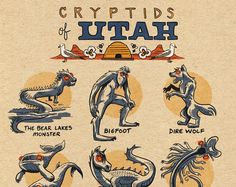 an old poster with some strange things on it's back side and the words crypts of utah above them