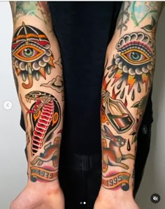 two people with tattoos on their arms