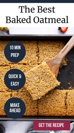 the best baked oatmeal recipe in a baking pan with ingredients on top