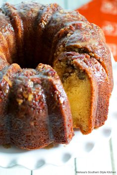 a bundt cake sitting on top of a white plate