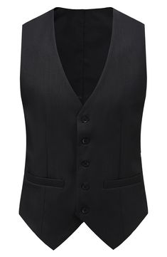 Bring understated elegance to the table in this three-piece suit crafted from rich fabric in a classic single-breasted silhouette. Jacket has notched lapels; chest welt pocket; front flap pockets Vest has front button closure; V-neck Pants have zip fly with button closure; front slant pockets; back button-welt pockets Jacket and vest are lined; trousers are lined to the knee 65% polyester, 35% viscose Dry clean Imported Each suit has a 6” drop, meaning that a size 38R jacket is paired with size Semi-formal Slim Fit Single Breasted Three-piece Suit, Tailored Single Button Vest For Semi-formal Occasions, Fitted Suit Collar Vest For Work, Slim Fit Single Breasted Three-piece Business Suit, Single Breasted Lapel Collar Vest For Business Casual, Semi-formal Slim Fit Three-piece Suit With Single Button, Professional Single Breasted Three-piece Suit For Semi-formal Occasions, Fitted Vest With Suit Collar For Work, Elegant Blazer With Vest And Lapel Collar