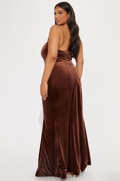 Available In Chocolate And Magenta. Velvet Maxi Dress Strapless Neckline w/ Boning Hidden Back Zipper Train Stretch Shell: 95% Polyester 5% Spandex Lining: 100% Polyester Imported | Lydia Velvet Maxi Dress in Chocolate Brown size XS by Fashion Nova Magenta Velvet, Maxi Dress Strapless, Chocolate Fashion, Velvet Maxi Dress, Velvet Maxi, Strapless Neckline, Chocolate Brown, Fashion Nova, Strapless Dress