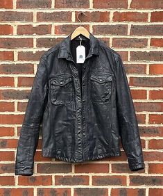 ad eBay - All Saints Mens RUIN Leather Shirt Jacket MEDIUM Rock Biker shacket A321 - Buy Now, click the link (eBay) Leather Shirt Jacket, Vests Men, Men Coats, Leather Shirt, Military Inspired, Mens Vest, Brands Outlet, All Saints, Mens Coats