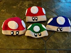 Handmade Mario mushroom hat. Please let me know what size you would like. Mushroom Hat, Winter Hats Beanie, Mario Mushroom, Beanie Hats, Let Me Know, Caps Hats, Accessories Hats, Mario, Winter Hats