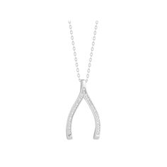 You'll feel lucky when you wear this cubic zirconia-studded Sunkissed Sterling sterling silver wishbone pendant necklace. Click on this JEWELRY & WATCHES GUIDE to learn about fit, styles, materials and more! You'll feel lucky when you wear this cubic zirconia-studded Sunkissed Sterling sterling silver wishbone pendant necklace. Click on this JEWELRY & WATCHES GUIDE to learn about fit, styles, materials and more! FEATURES Pendant length: 1.2 in. Chain length: 16 in. + 2-in. extender Chain type: c Wishbone Pendant Necklace, Silver Necklace Pendant, Silver Pendant Necklace, Necklace Pendant, Spring Rings, Chain Lengths, Chain Length, Cubic Zirconia, Jewelry Watches