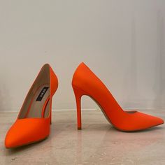 Dkny Stunning Sexy Heels To Break Hearts Trendy Orange Party Heels, Trendy Orange Heels For Party, Chic Orange Heels, Bold Orange Party Heels, Bold Orange Heels For Party, Orange Pointed Toe Heels For Night Out, Bold High Heels, Dkny Shoes, Christian Louboutin Pumps