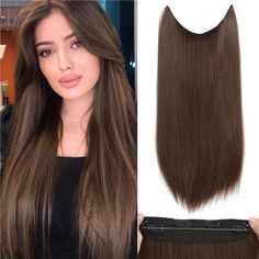 Compared With Traditional Hair Extensions, No Tape, Glue, Halo Hair Extensions Is Faster And Lighter, You Can Get Fuller, Longer Natural Wavy Hair In 2 Minutes! It Can Be Worn On Different Occasions, Such As Attending Weddings, Parties And Other Special Occasions, Or It Can Be Worn Daily To Do Different Hair Styles, Such As Braids Or Ponytails 1. Fix The Hair Extensions Halo On Your Head, Fix Them With 4 Bb Clips, And Hide The Wires With Your Own Hair To Make The Invisible Wire Hair Extensions L Short Afro Wigs, Wire Hair Extensions, Blonde Curly Wig, Straight Human Hair Bundles, Brown With Blonde Highlights, Wavy Hair Extensions, Halo Hair Extensions, Blonde Lace Front Wigs, Natural Wavy Hair