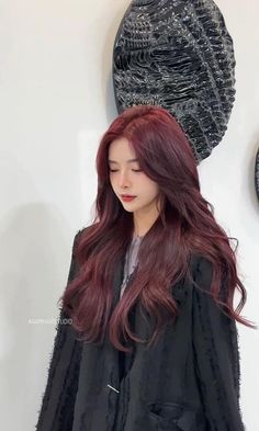 Cherry Brown Hair, Wine Hair Color, Hair Color Asian, Wine Red Hair, Korean Hair Color, Red Hair Inspo, Wine Hair, Cherry Hair