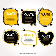 four different types of speech bubbles with the words quote in each one's corner