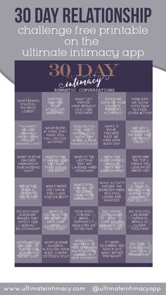 30 Day Intimacy Challenge, Exercises For Intimacy, Intamency For Couples, Couples Challenge Ideas, Marriage Therapy Exercises, 30 Day Marriage Challenge, Build Intimacy