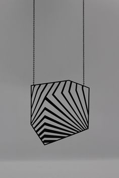 Necklace made from recycled leather. Unique handmade item, minimalist pendant design with optical illusion stripes ornament, for any occasions. Modern Black Geometric Necklace, Illusion Jewelry, 3d Printed Necklace, Modern Geometric Jewelry, Astronomy Jewelry, Geometric Accessories, Laser Cut Necklace, Recycled Necklaces, Homemade Signs