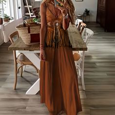 Faster shipping. Better service Plus Size Boho Dress, Boho Coachella, Brown Sky, Colorado Outfits, Plus Size Boho, A Line Maxi Dress, Western Style Outfits, Boho Casual, Boho Chic Fashion